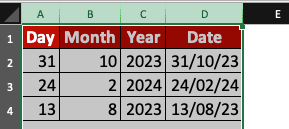 All Excel columns fit perfectly.