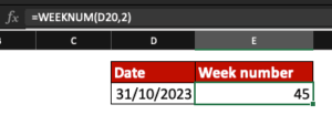 Date to Week Number in Excel - WEEKNUM Formula