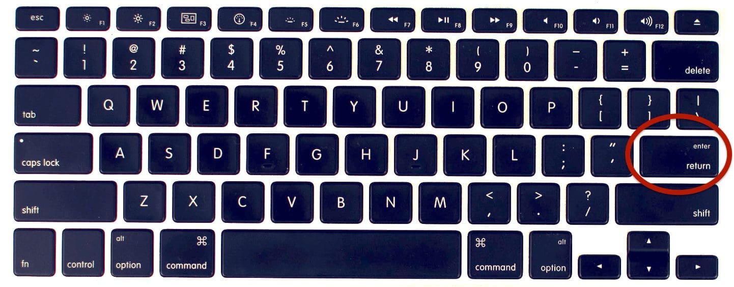 Enter key is highlighted on a keyboard.