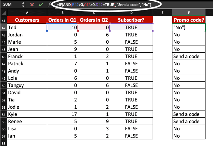 IF function with 3 conditions in Excel.