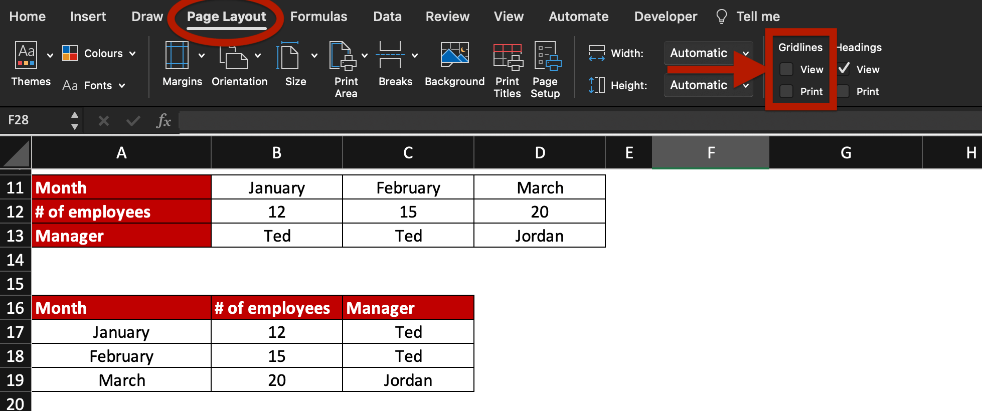 How to make gridlines invisible in Excel.