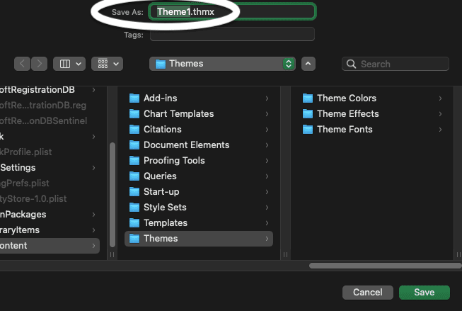 How to save a custom theme in Excel.