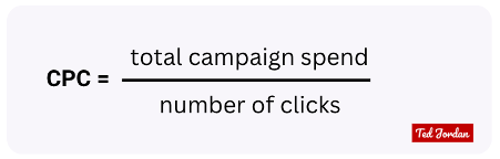 CPC formula. CPC=total campaign spend/number of clicks