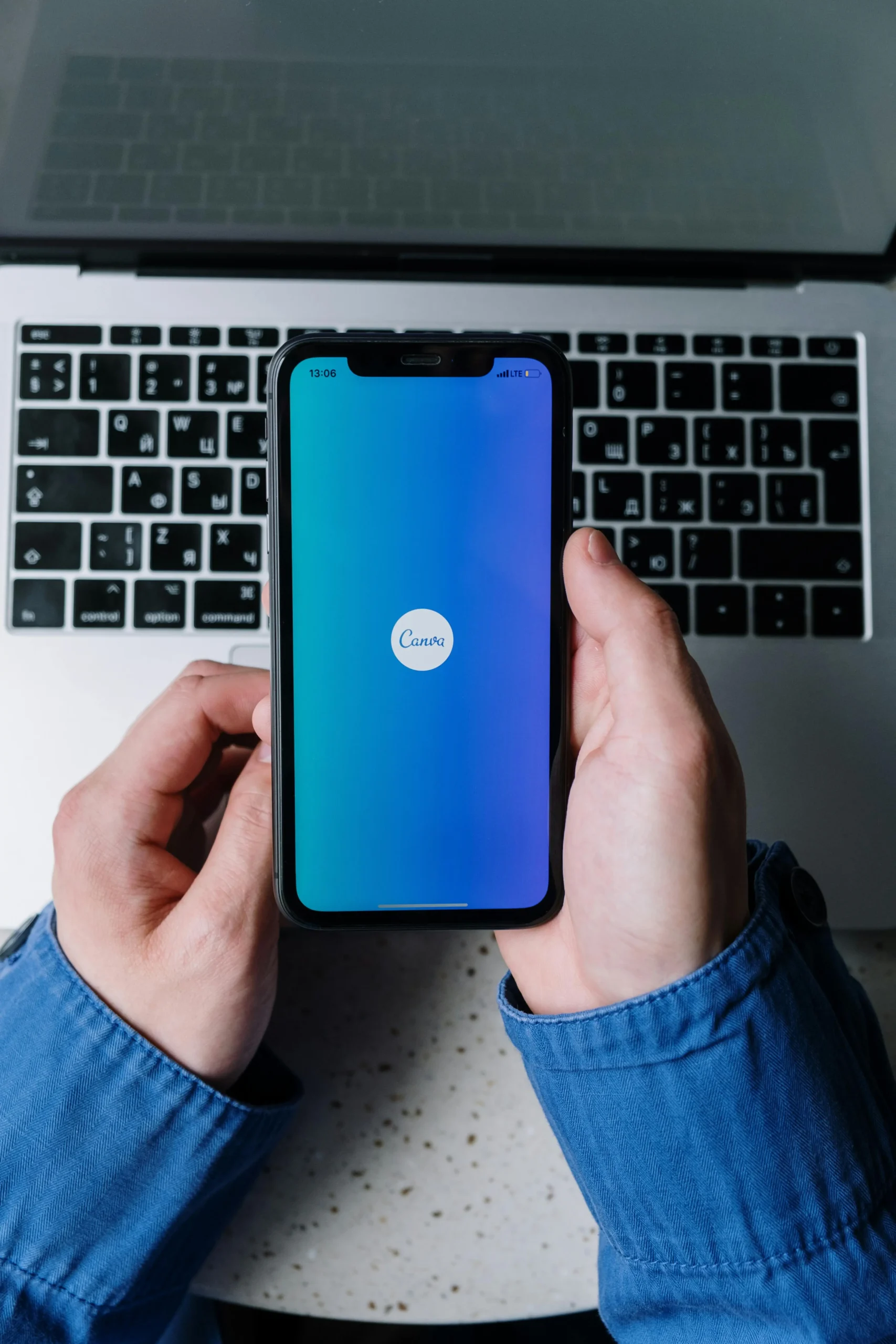Canva marketing on a mobile phone.